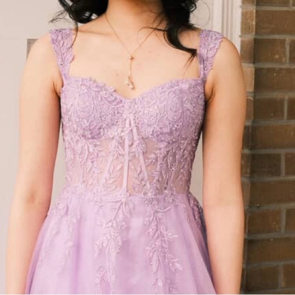 Lavender Lace Prom Dress
